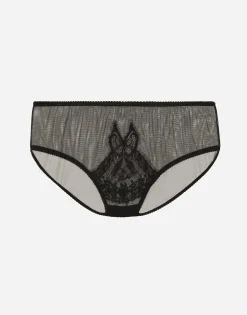 Tulle briefs with lace inlay