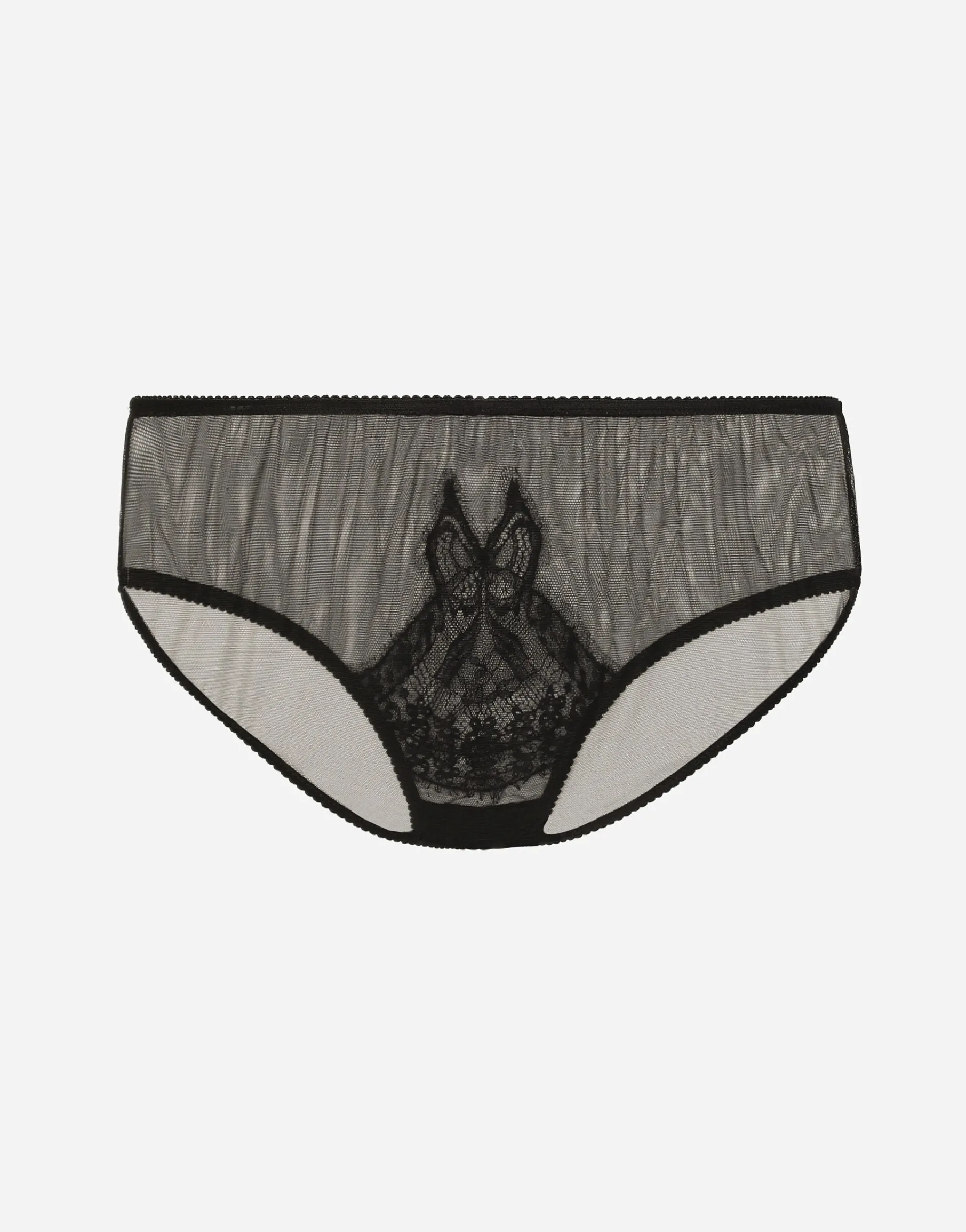 Tulle briefs with lace inlay