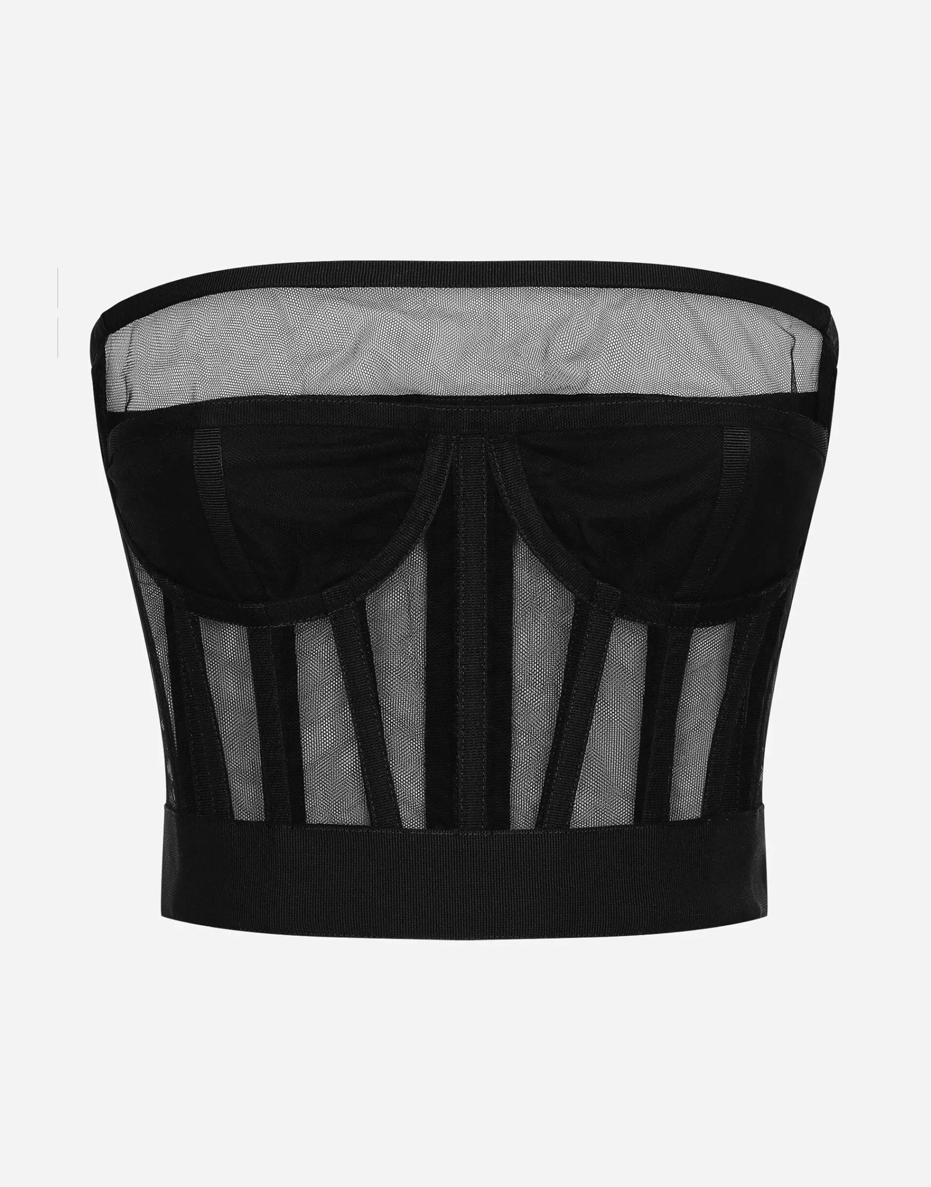 Tulle bustier top with boning