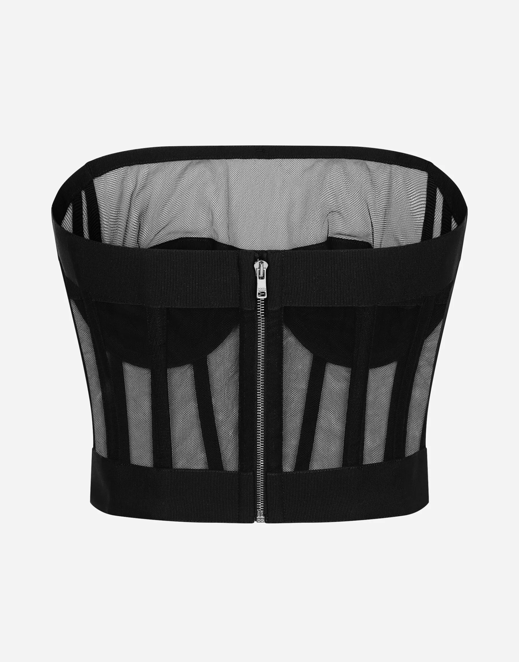 Tulle bustier top with boning