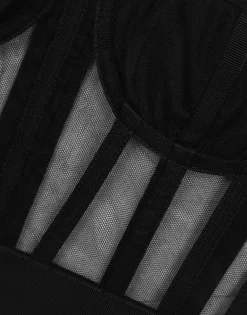Tulle bustier top with boning
