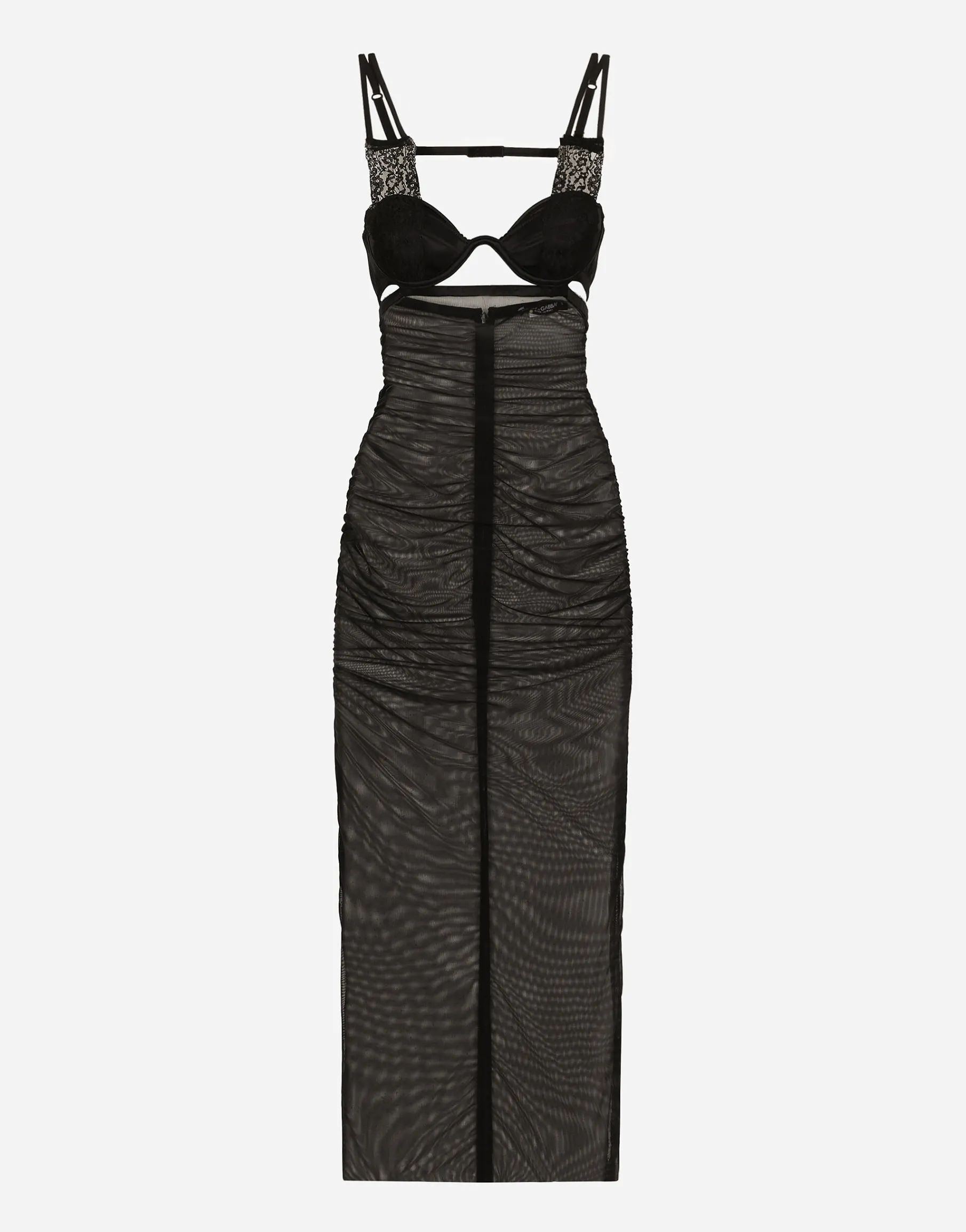 Tulle calf-length dress with corset details