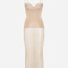 Tulle calf-length dress with corset details