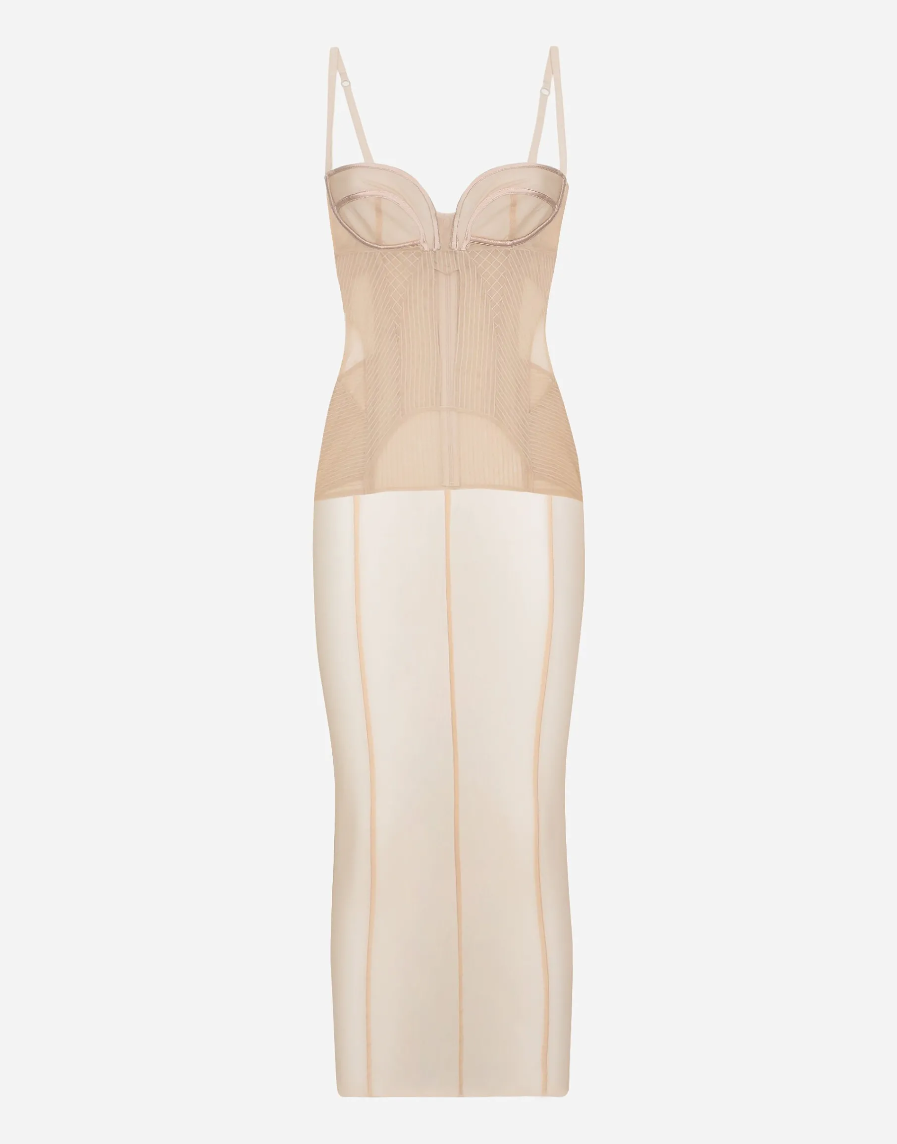 Tulle calf-length dress with corset details