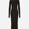 Tulle calf-length dress with all-over DG logo