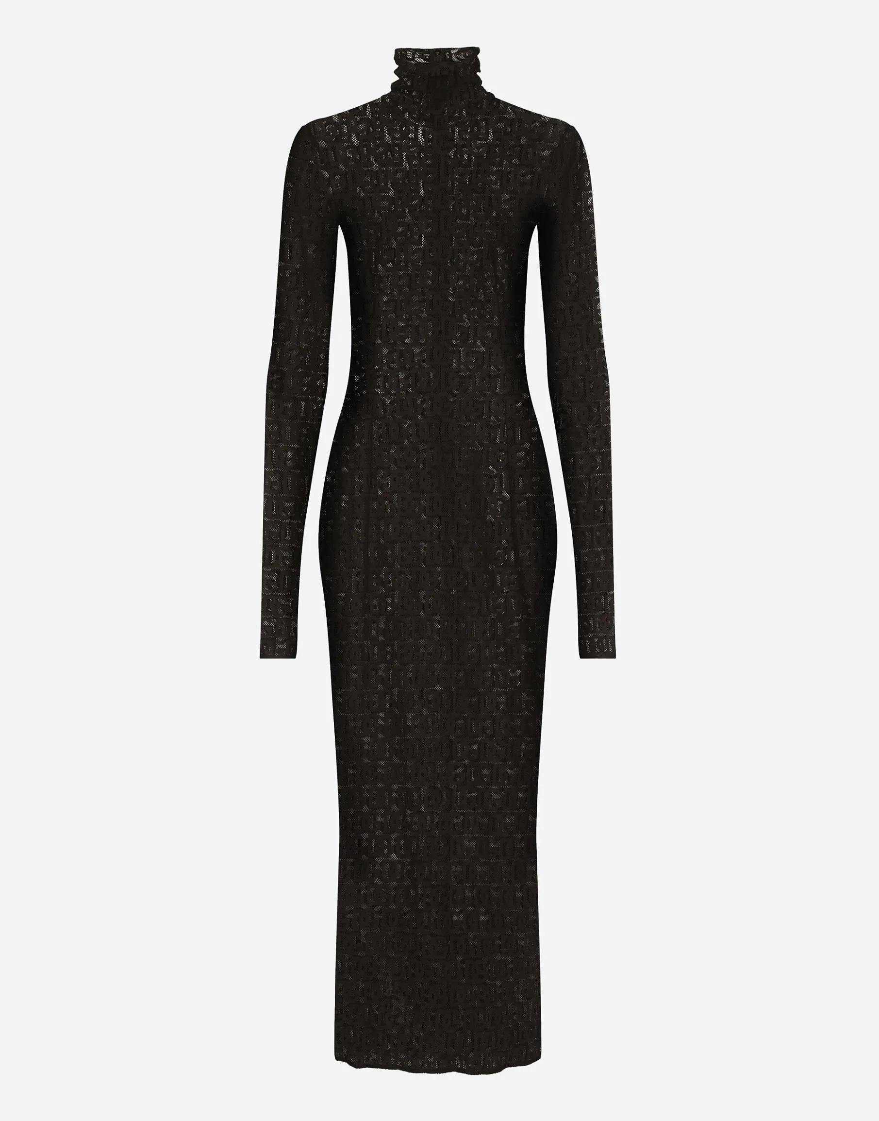 Tulle calf-length dress with all-over DG logo