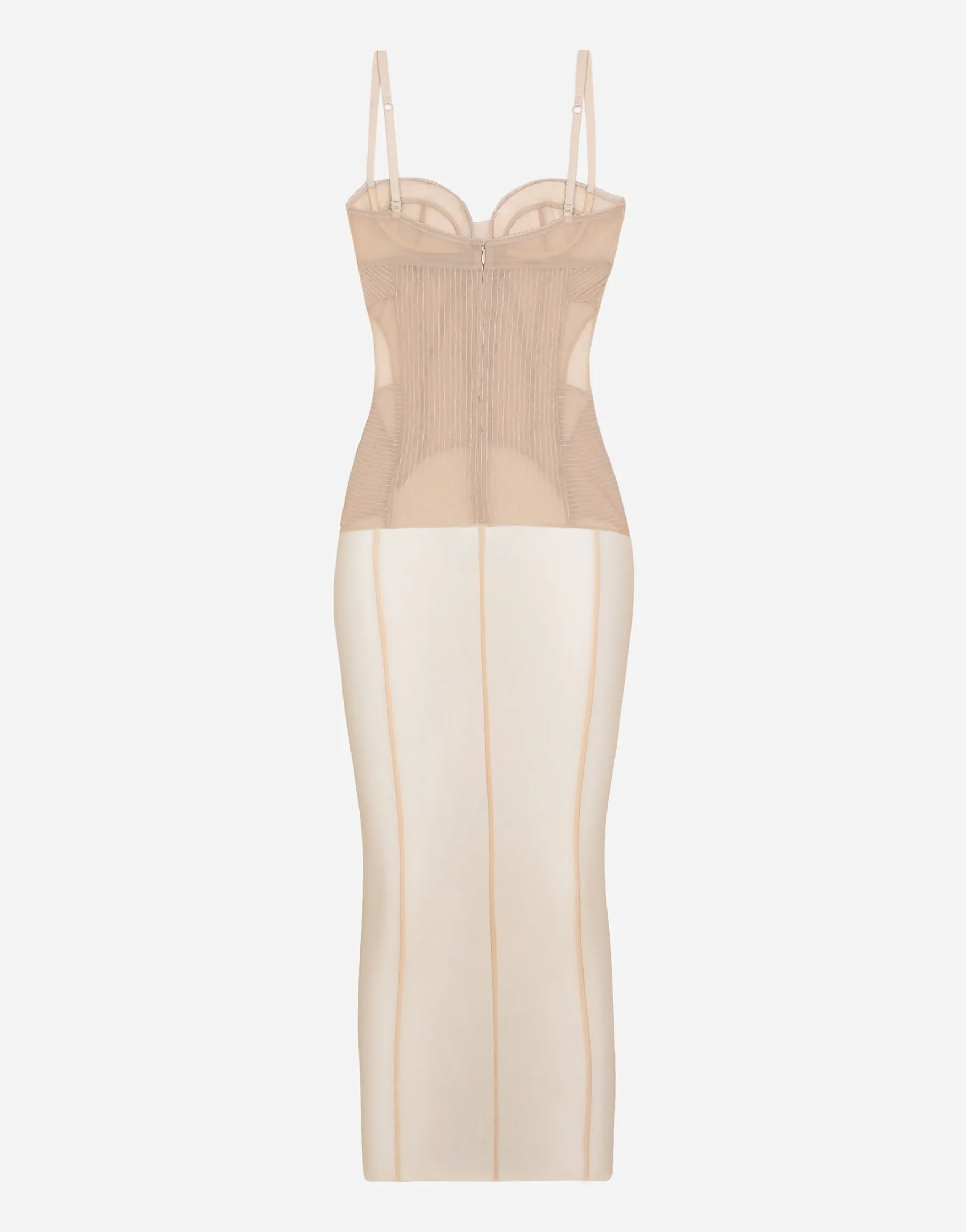 Tulle calf-length dress with corset details