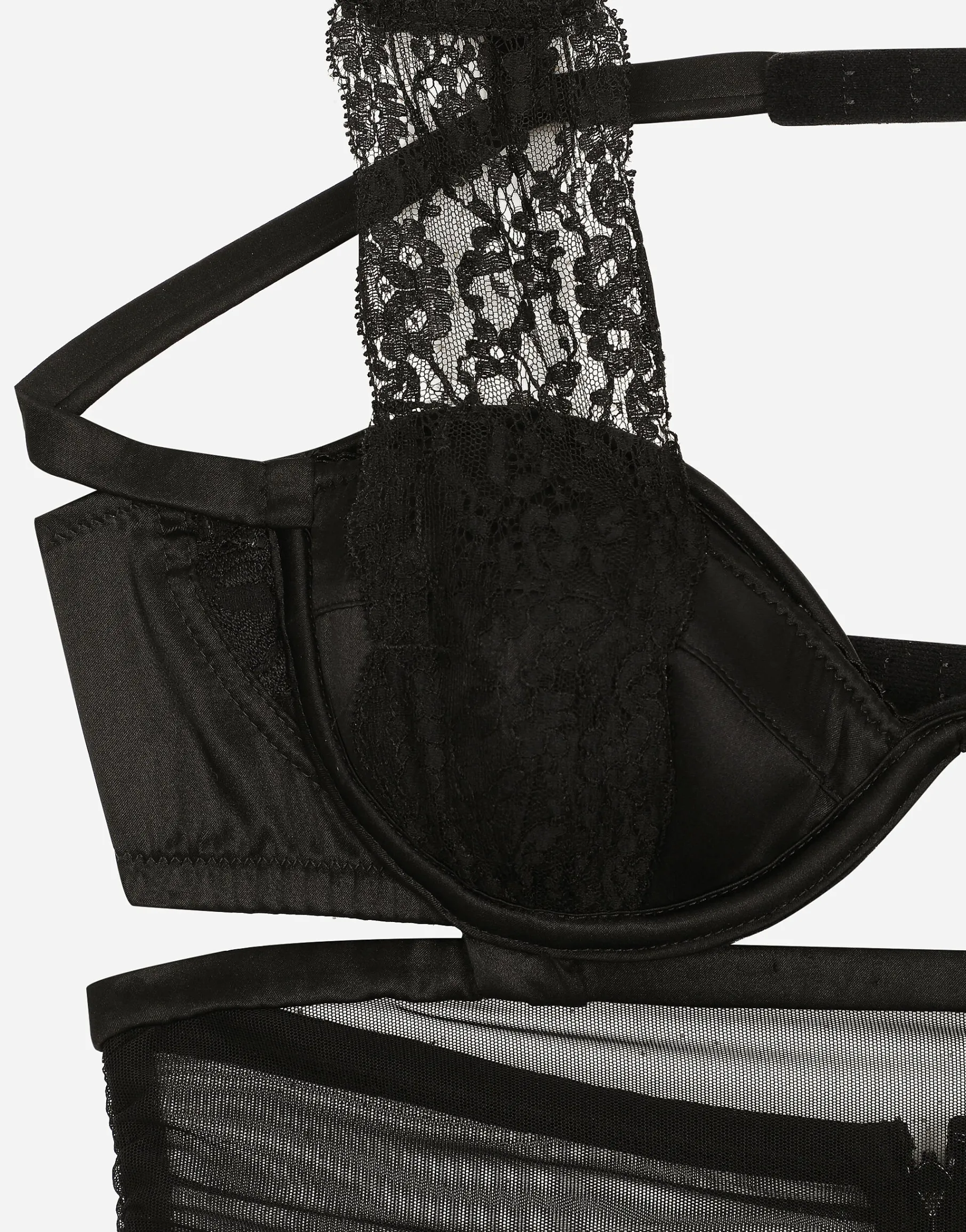 Tulle calf-length dress with corset details