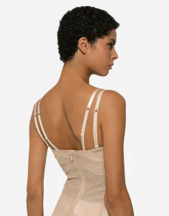 Tulle calf-length dress with corset details