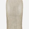 Tulle calf-length skirt with all-over fusible rhinestone embellishment
