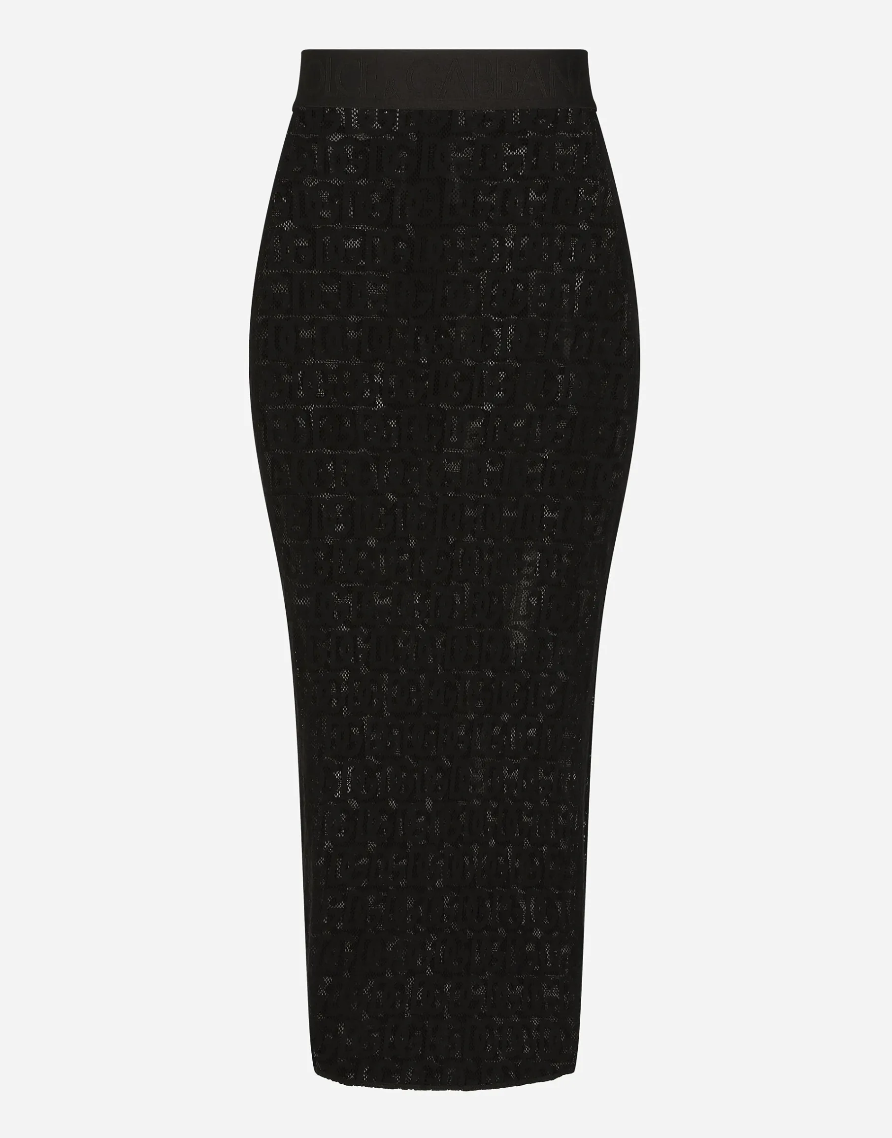 Tulle calf-length skirt with all-over DG logo