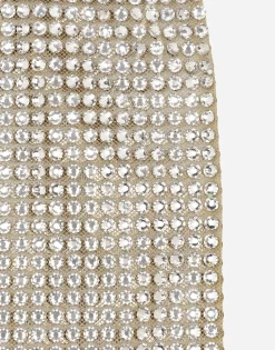 Tulle calf-length skirt with all-over fusible rhinestone embellishment