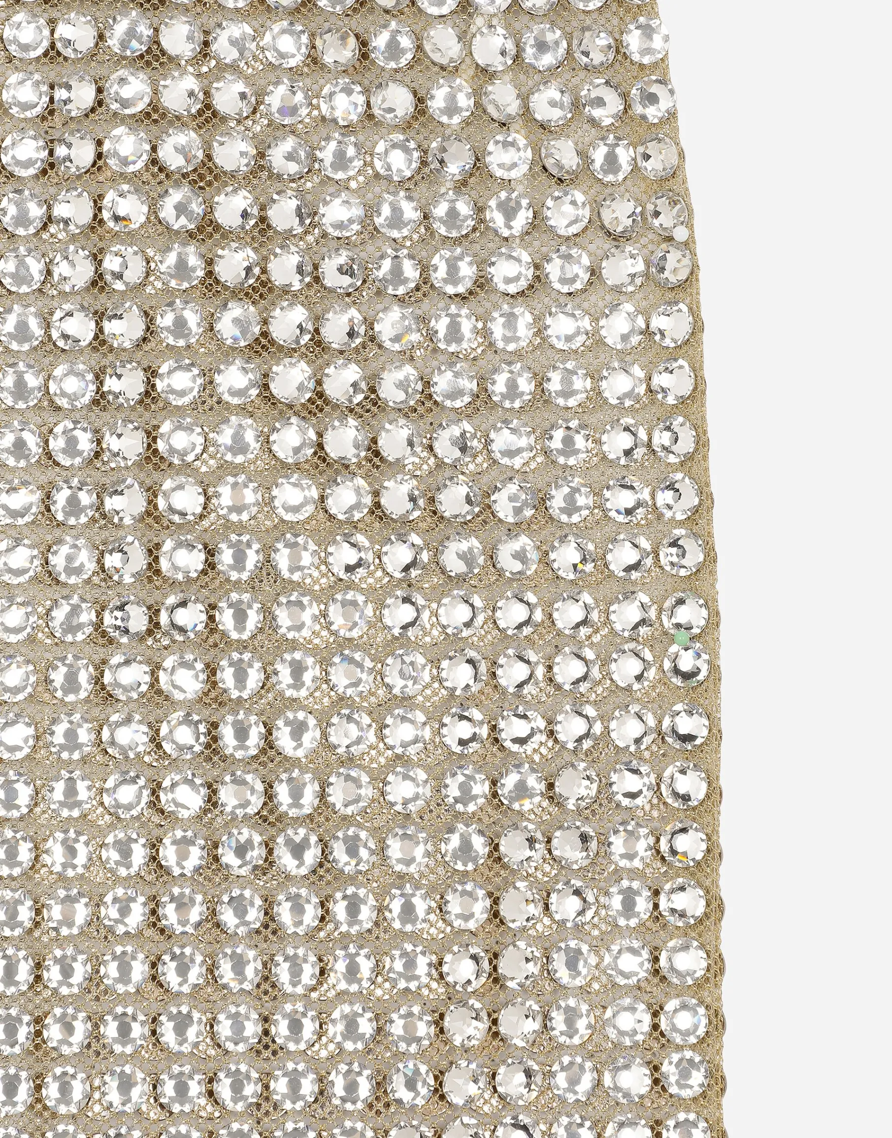 Tulle calf-length skirt with all-over fusible rhinestone embellishment