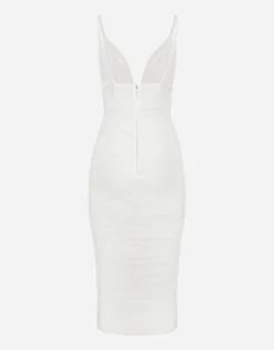 Tulle draped calf-length dress