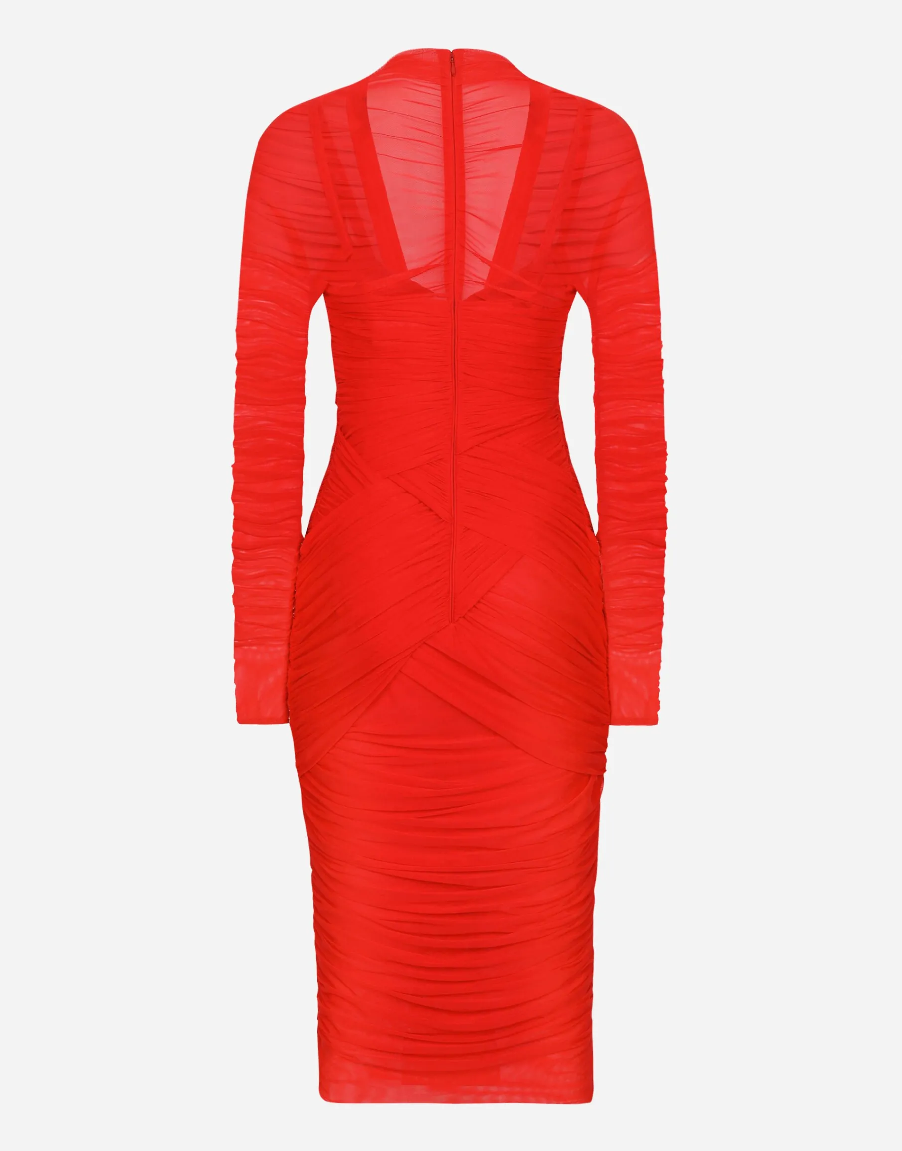 Tulle draped calf-length dress