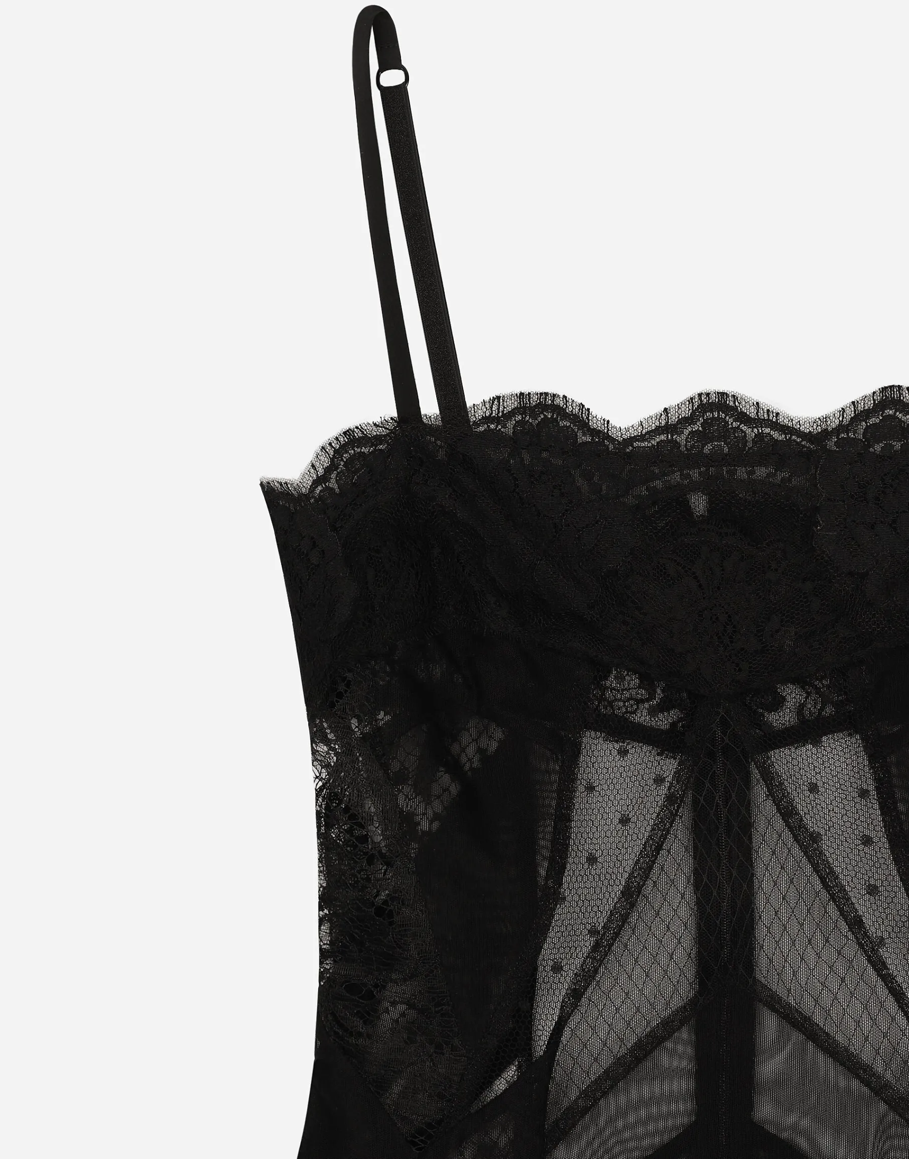 Tulle, mesh and lace calf-length slip dress