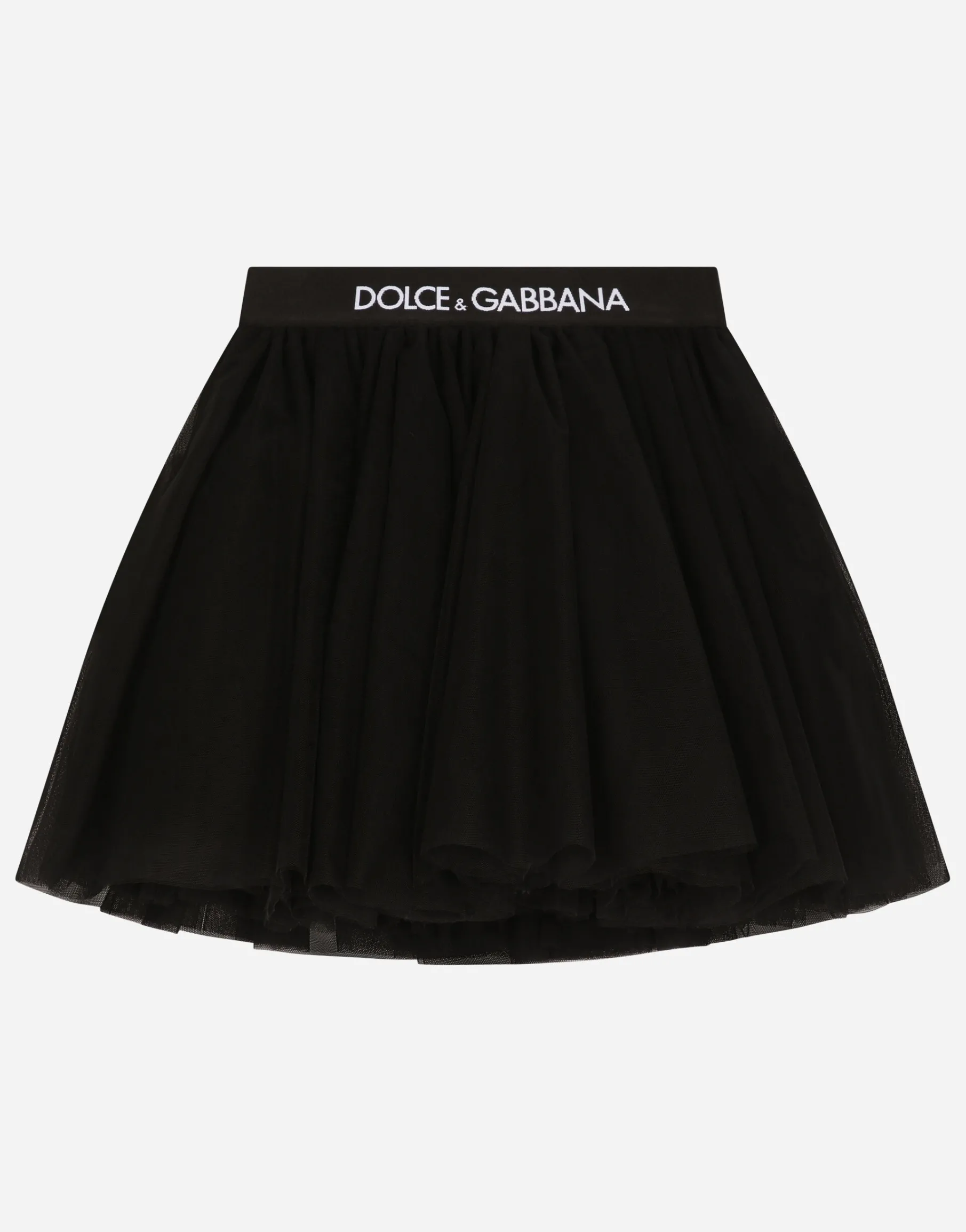 Tulle midi skirt with branded elastic