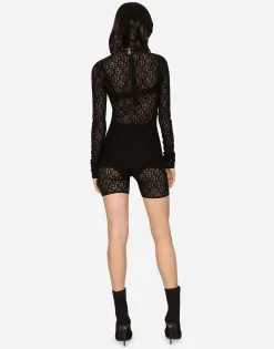 Tulle T-shirt with all-over DG logo