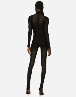 Tulle turtle-neck jumpsuit