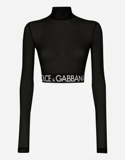 Tulle turtle-neck top