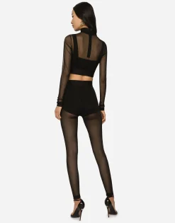 Tulle turtle-neck top