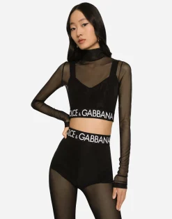 Tulle turtle-neck top