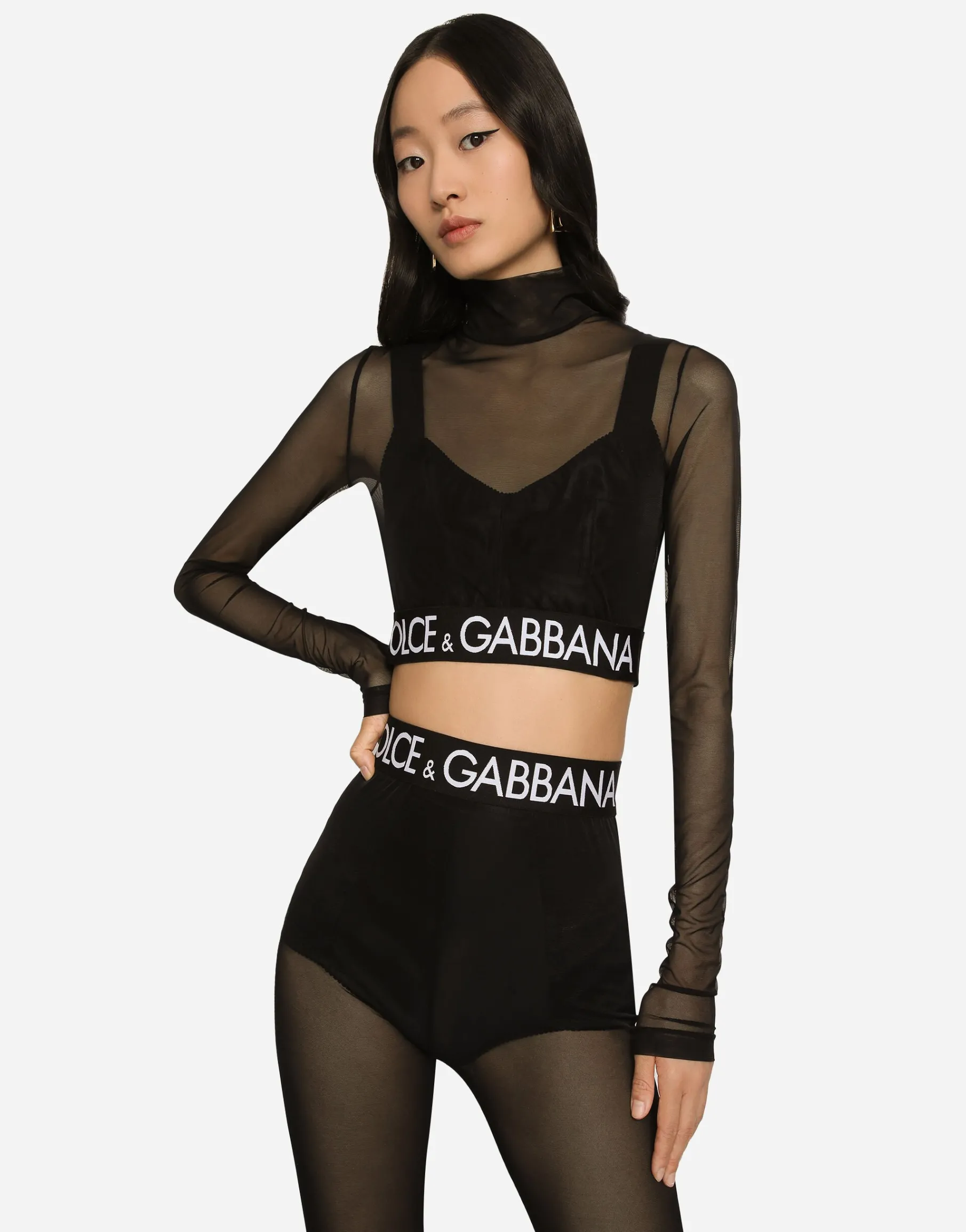 Tulle turtle-neck top