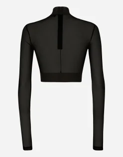 Tulle turtle-neck top