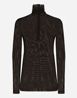 Tulle turtle-neck top with DG logo