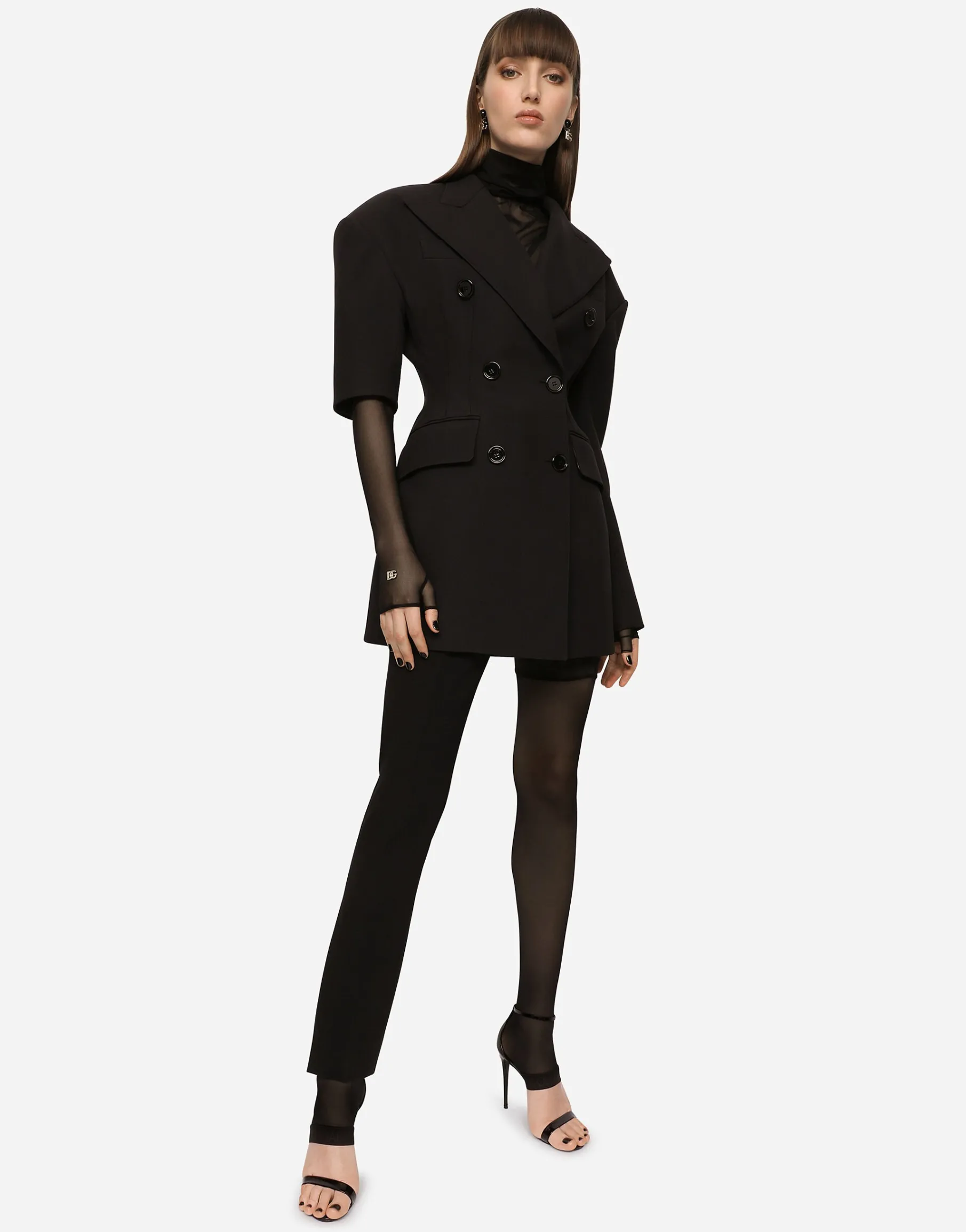 Tulle turtle-neck top with DG logo