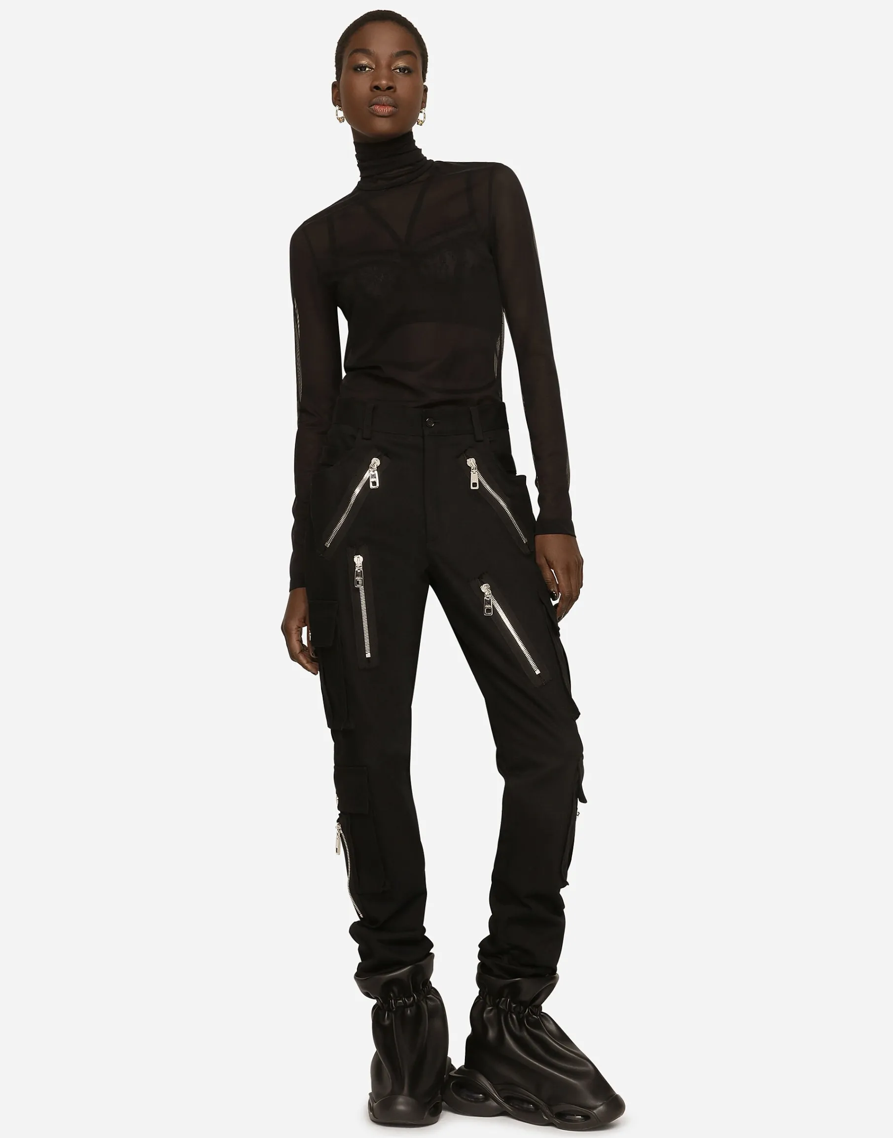 Tulle turtle-neck top with DG logo