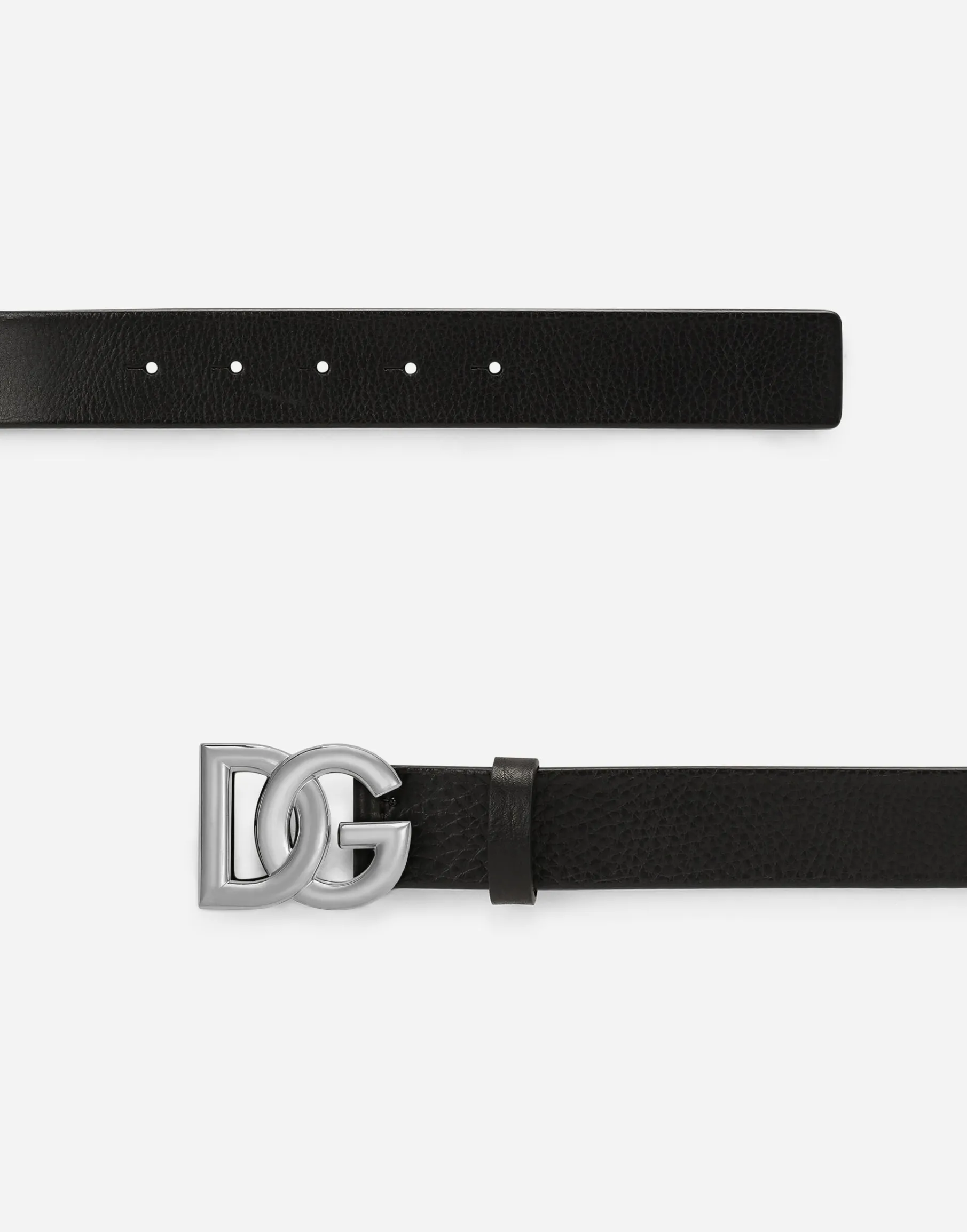 Tumbled leather belt with crossover DG logo buckle