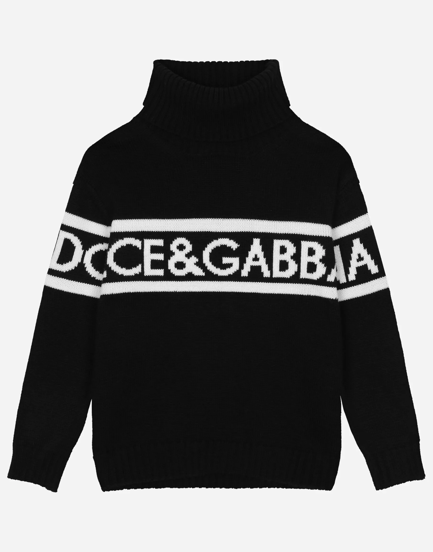 Turtle-neck sweater with logo inlay