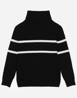 Turtle-neck sweater with logo inlay
