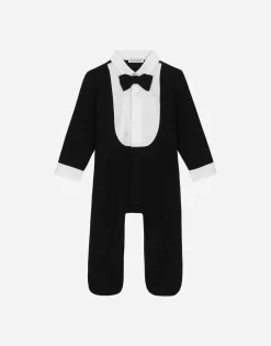 Tuxedo onesie in interlock and poplin