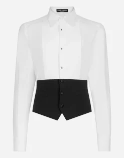 Tuxedo shirt with vest bottom section