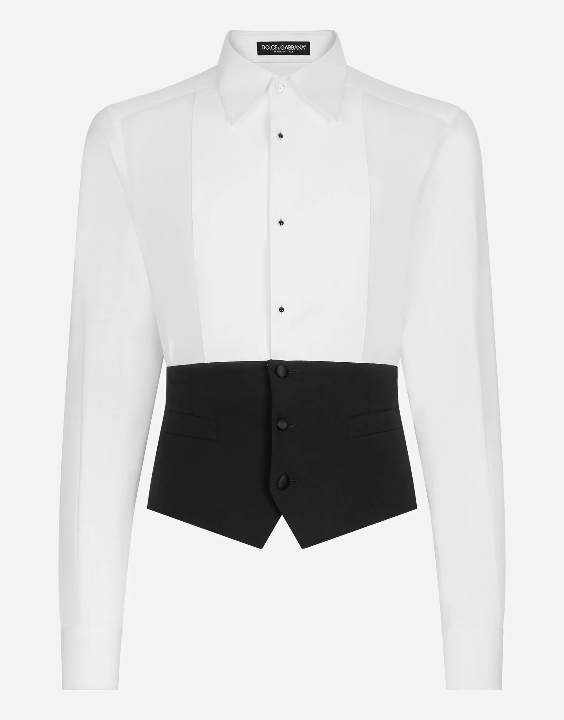 Tuxedo shirt with vest bottom section