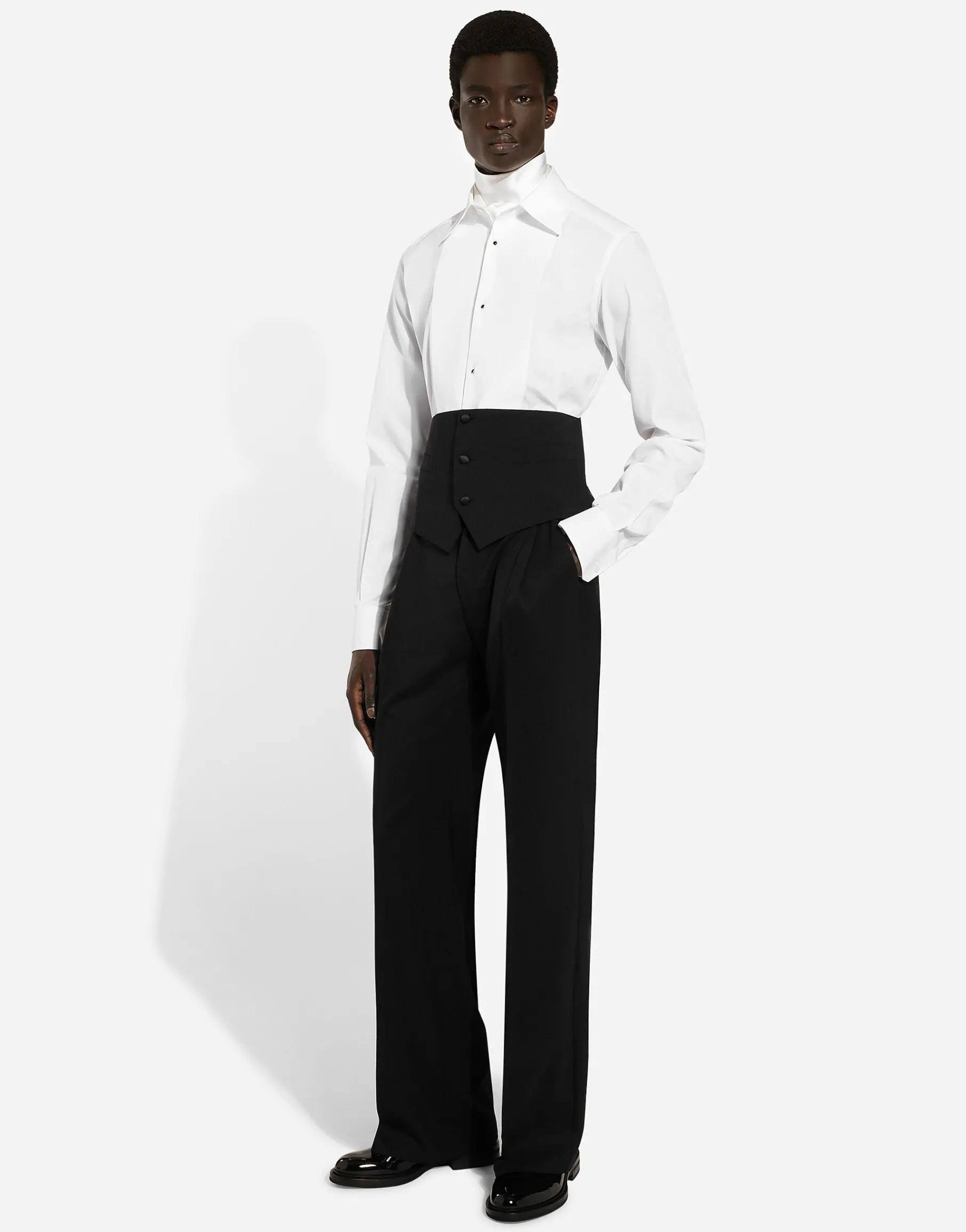 Tuxedo shirt with vest bottom section