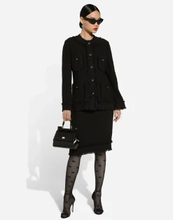 Tweed midi skirt with DG logo