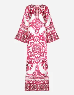 Twill caftan with Majolica print