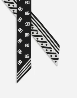 Twill headscarf with all-over DG logo print