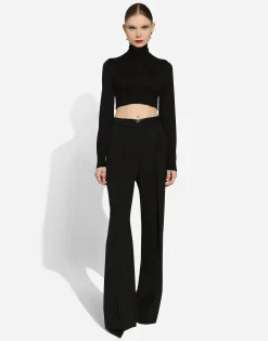 Twill palazzo pants