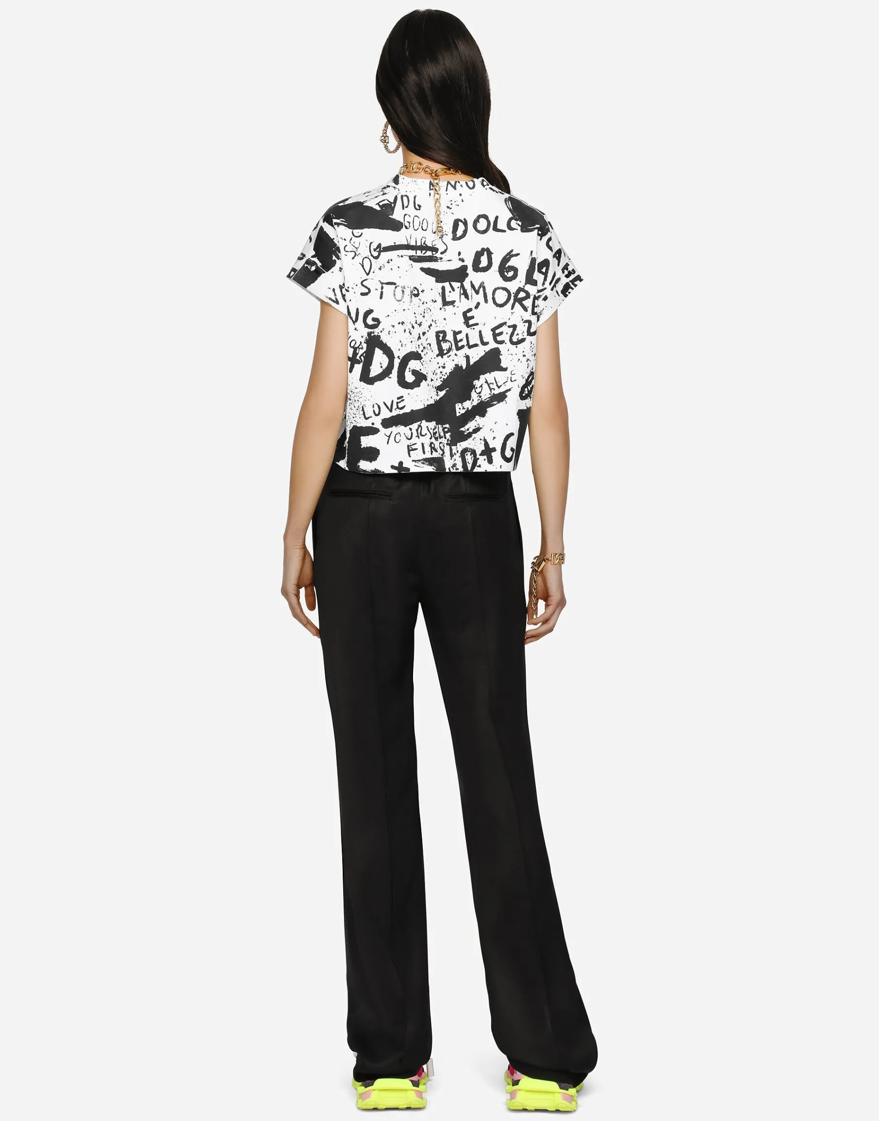 Twill palazzo pants