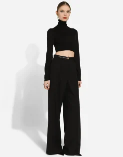 Twill palazzo pants