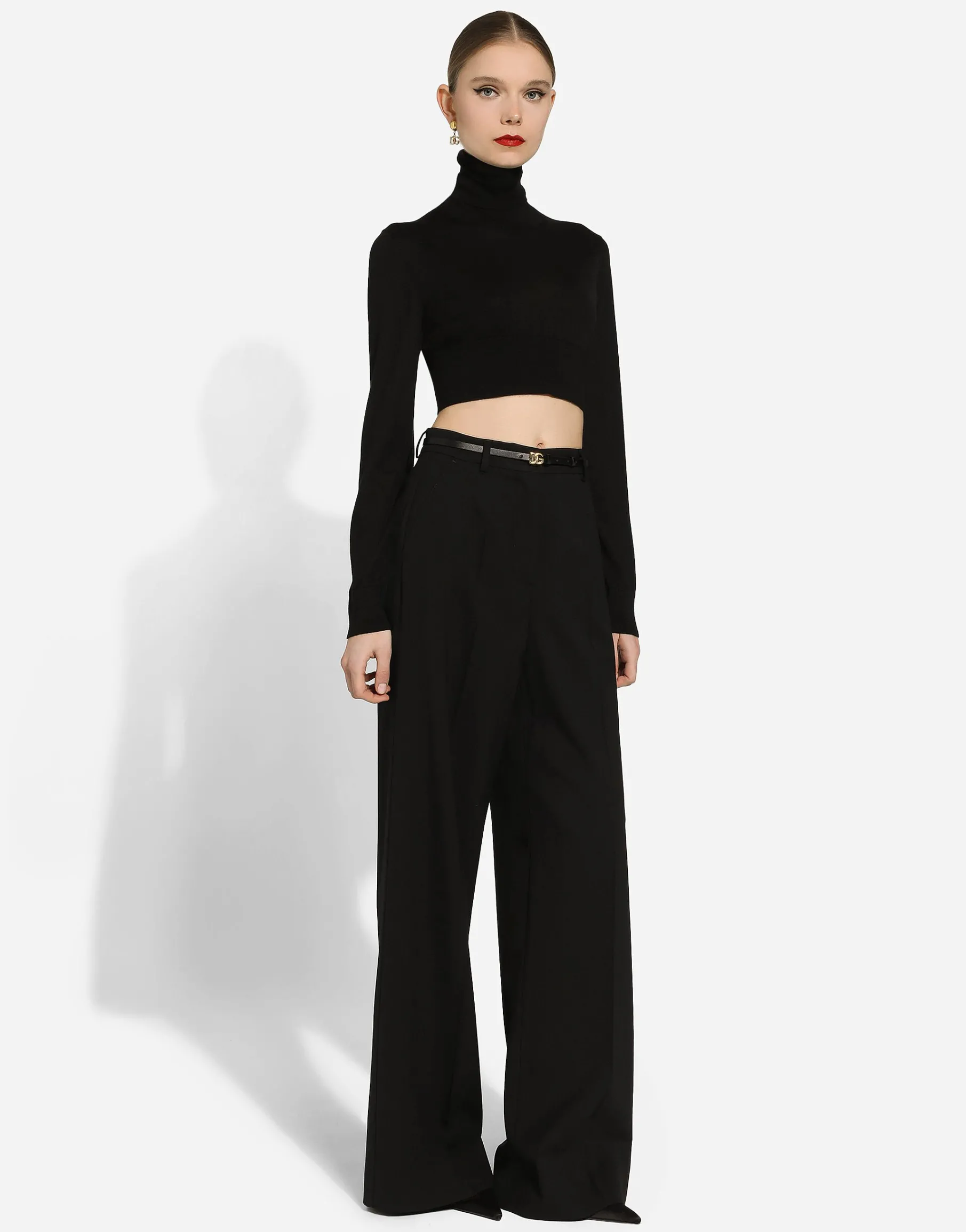 Twill palazzo pants