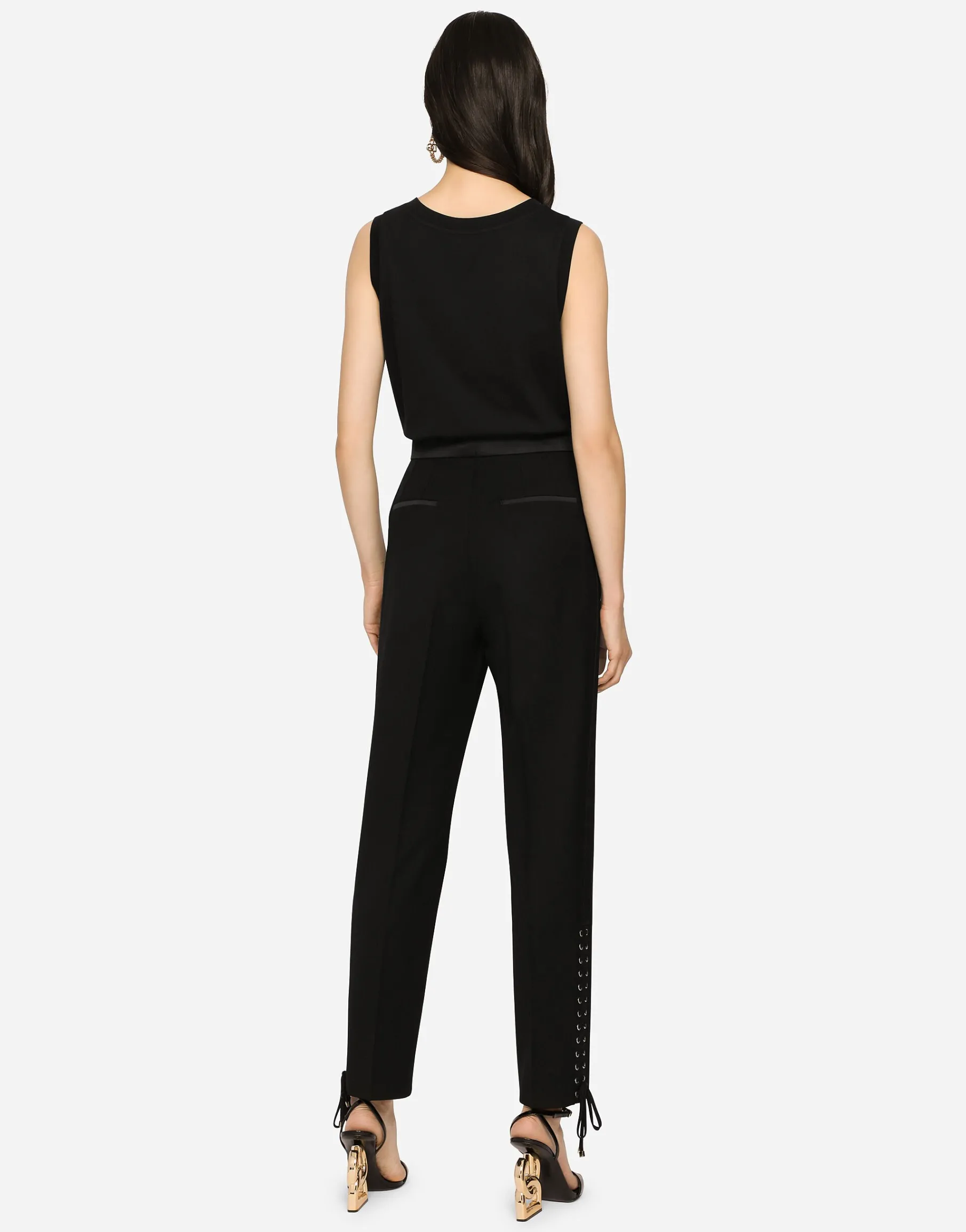 Twill pants with lacing