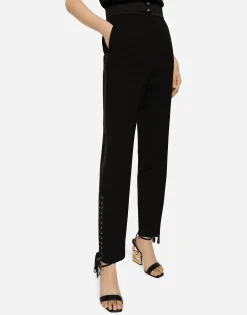 Twill pants with lacing