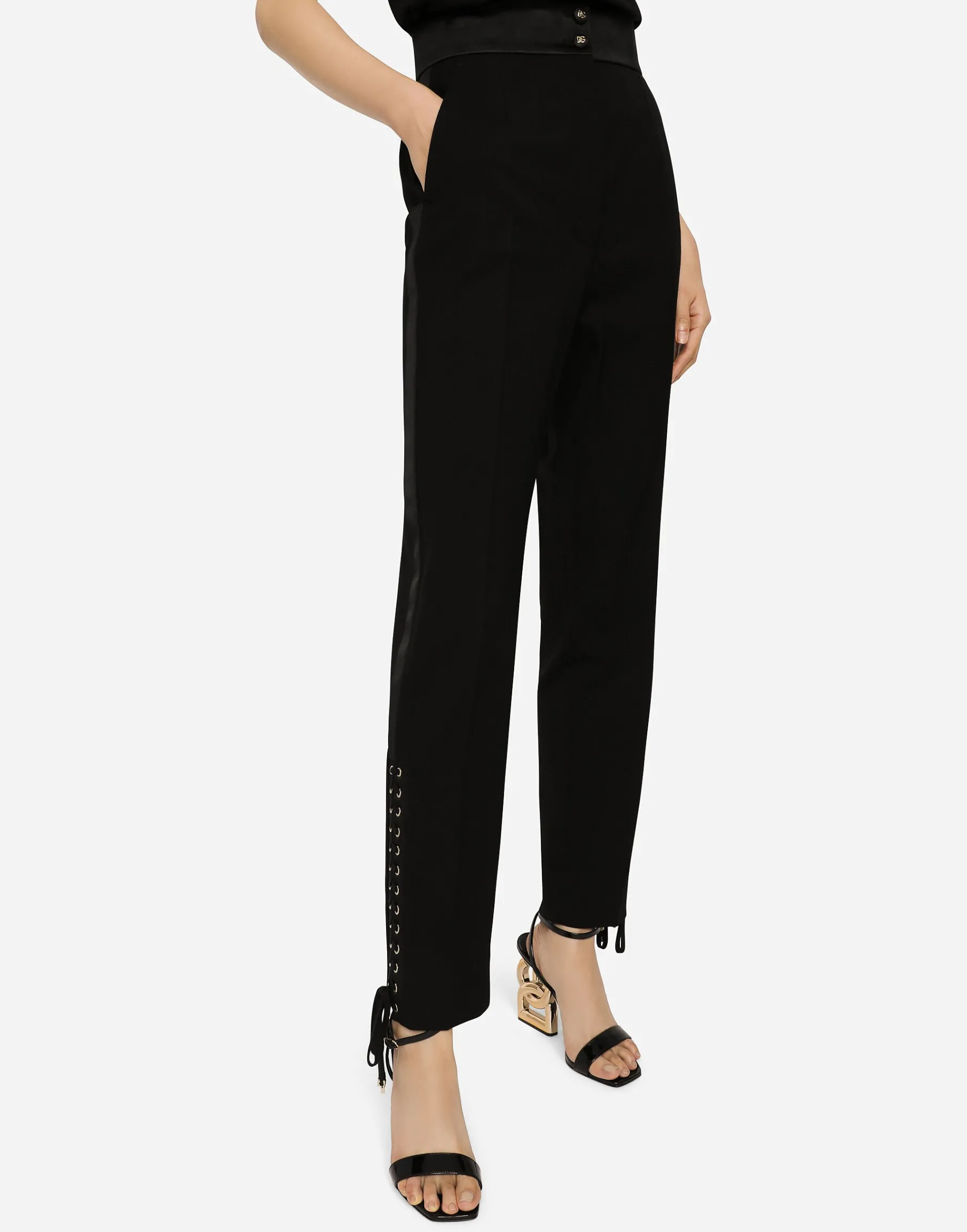 Twill pants with lacing