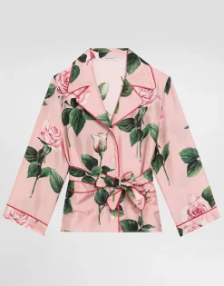 Twill shirt with rose print
