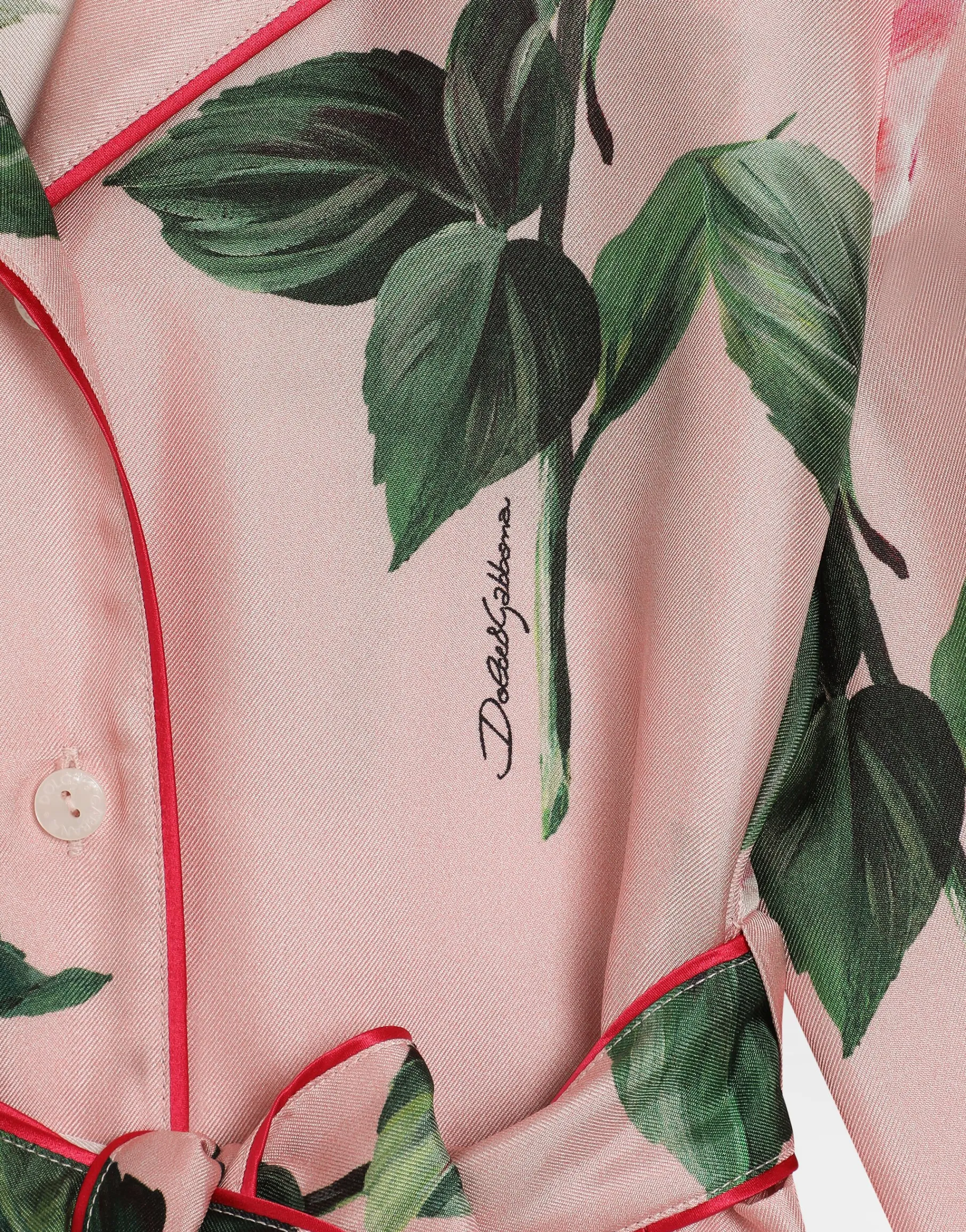 Twill shirt with rose print